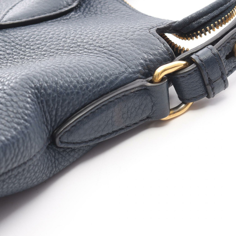 PRADA VIT DAINO 兩用斜背包/單肩包 1BA157 皮革 海軍藍 二手 女士-10