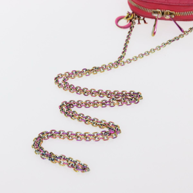 【日本直送】Christian Dior Cannage 手機鏈肩包 2way 粉金配色 Auth 156668V-6