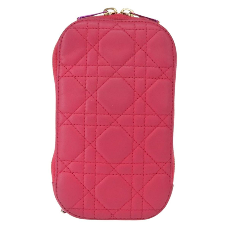 【日本直送】Christian Dior Cannage 手機鏈肩包 2way 粉金配色 Auth 156668V-12