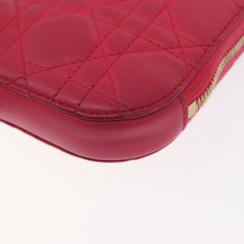 【日本直送】Christian Dior Cannage 手機鏈肩包 2way 粉金配色 Auth 156668V-15