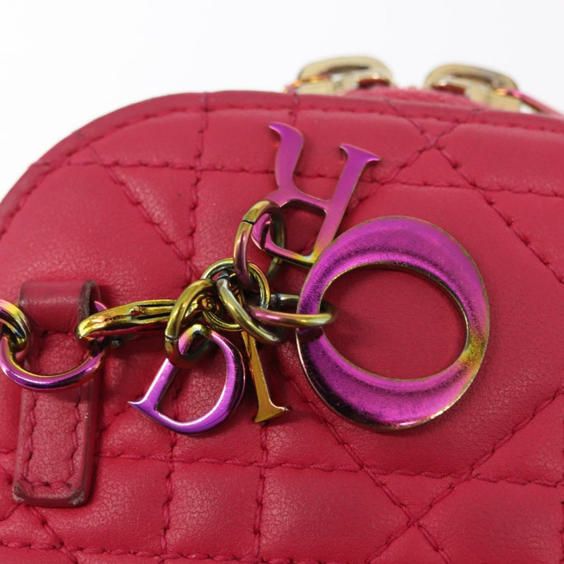 【日本直送】Christian Dior Cannage 手機鏈肩包 2way 粉金配色 Auth 156668V-16