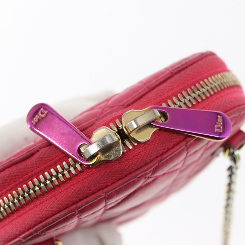 【日本直送】Christian Dior Cannage 手機鏈肩包 2way 粉金配色 Auth 156668V-17