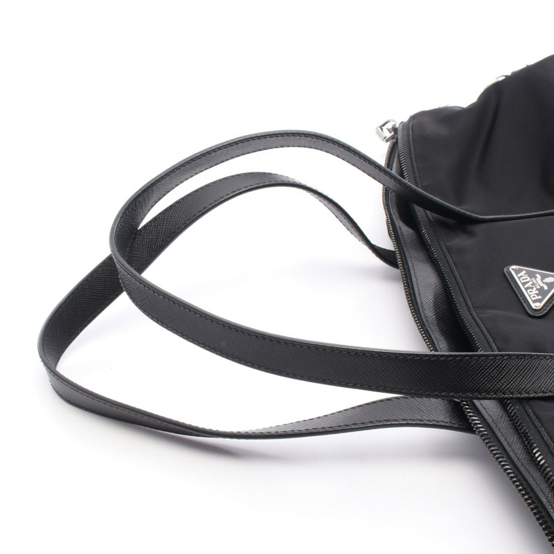 PRADA 2Way 單肩托特包 2VG024 尼龍 Saffiano 皮革 黑色 二手 女士-4