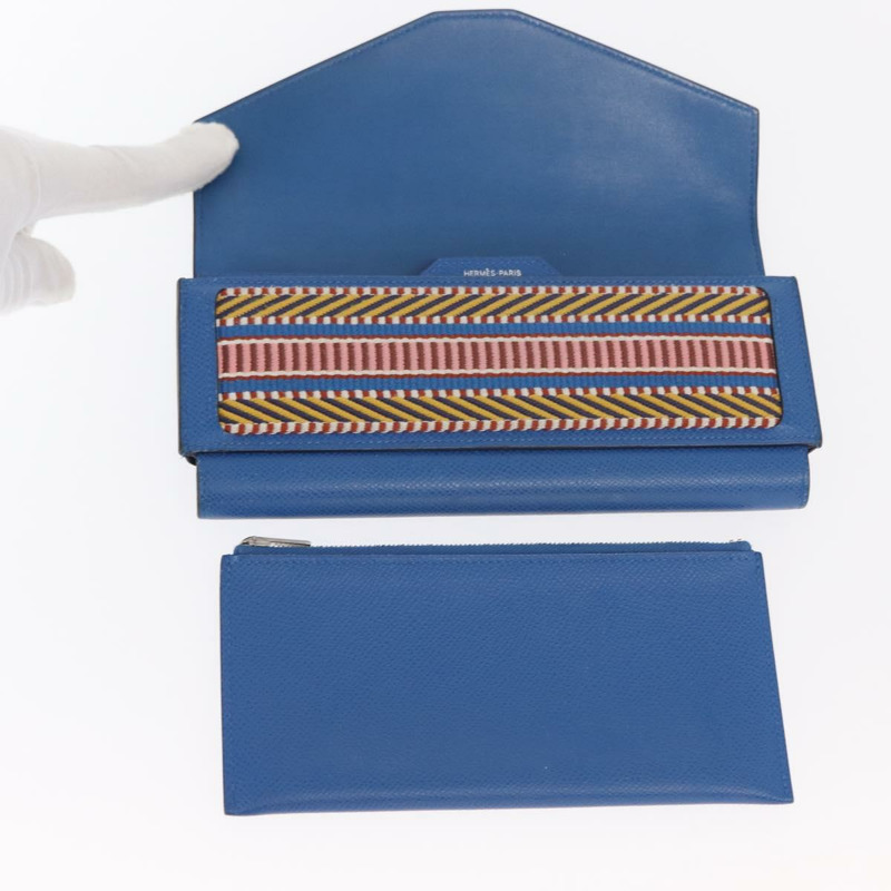 【日本直送】愛馬仕 Passant Long Sangrecaval 長版皮夾，藍色真皮，正品，貨號 156370M-8