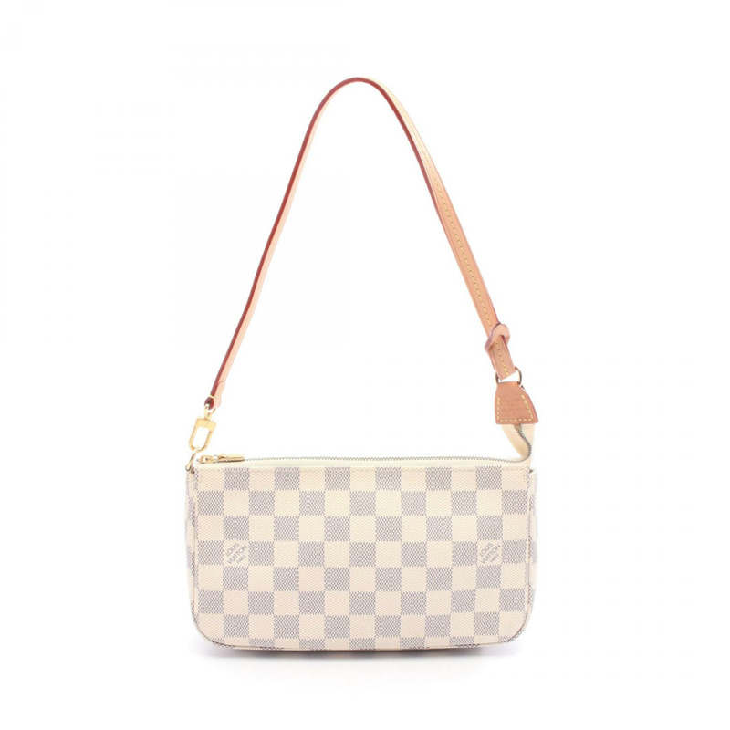 LOUIS VUITTON Pochette 配件 手提包 小袋 N41207 Damier Azur 帆布 二手-0