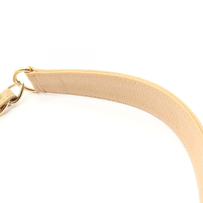 香奈兒 (CHANEL) Matelasse 鏈條肩背包,粒面小牛皮,米色,二手,女士,金色五金 CC-8