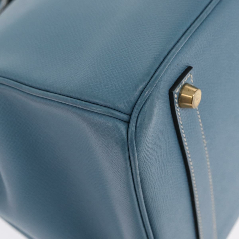 【日本直送】愛馬仕 Birkin 35 手提包，Epsom 壓花淺藍色金色，正品編號 156385SM-7