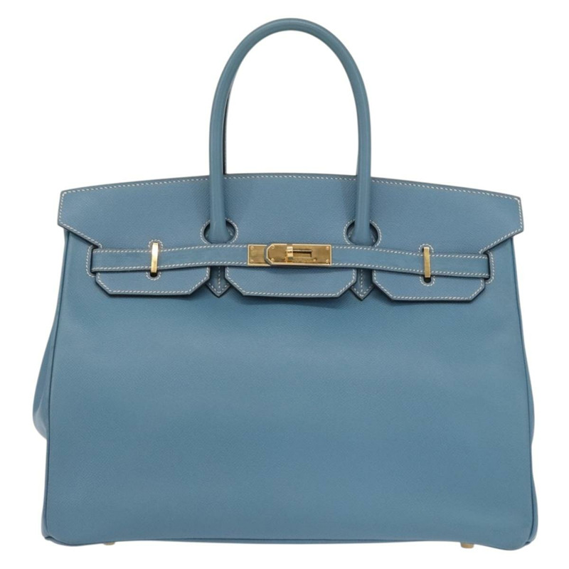 【日本直送】愛馬仕 Birkin 35 手提包，Epsom 壓花淺藍色金色，正品編號 156385SM-12