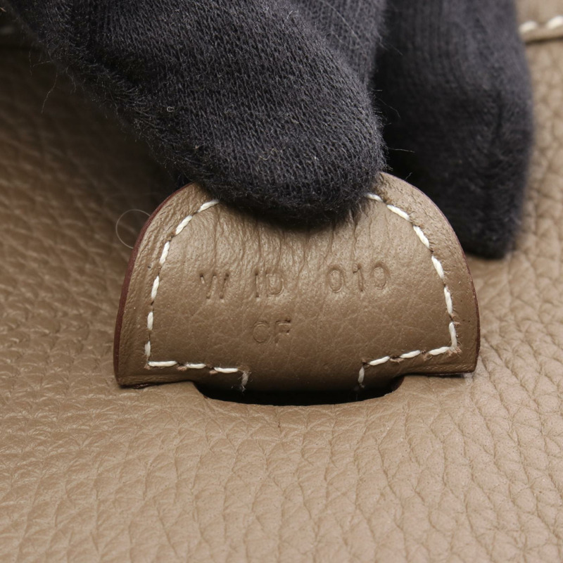 愛馬仕 Evelyne 3 Troyes PM 肩挎包，Clemence 皮革，灰色，金色五金，白色-4