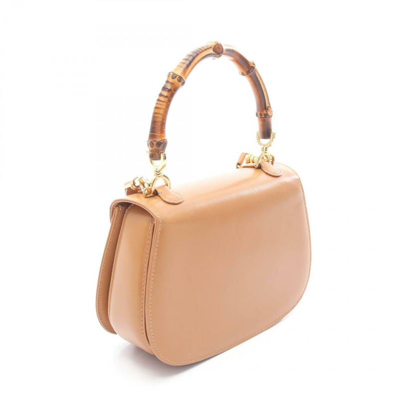 GUCCI 竹節單肩斜背包 00020460188 皮革 棕色 二手 女士-1