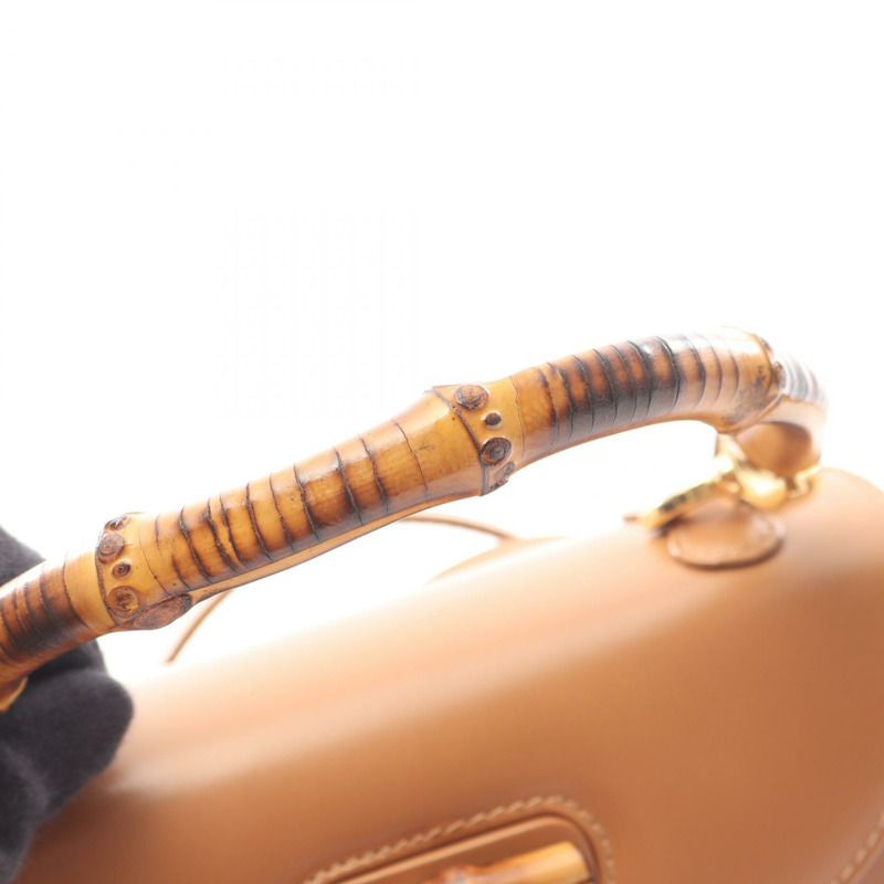 GUCCI 竹節單肩斜背包 00020460188 皮革 棕色 二手 女士-9