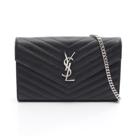 Saint Laurent Monogram 鏈條肩背包 377828BOW021000 黑色皮革 YSL