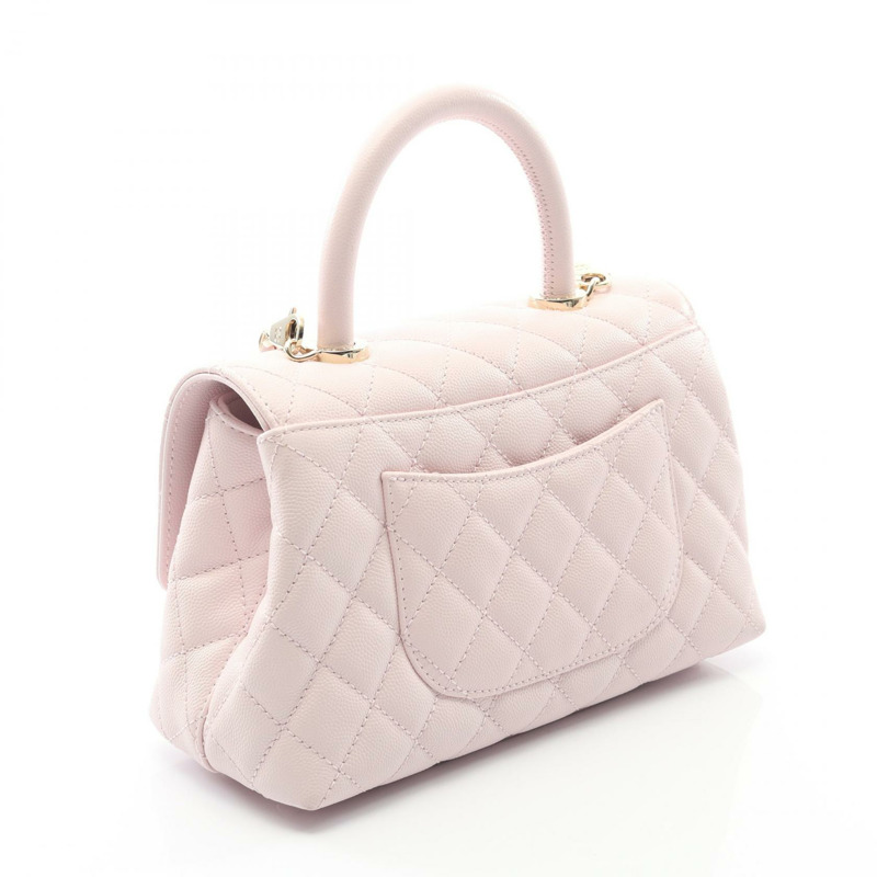 香奈兒 Coco Handle 翻蓋絎縫鏈條肩背包 A92990 小牛皮 PK GHW-1