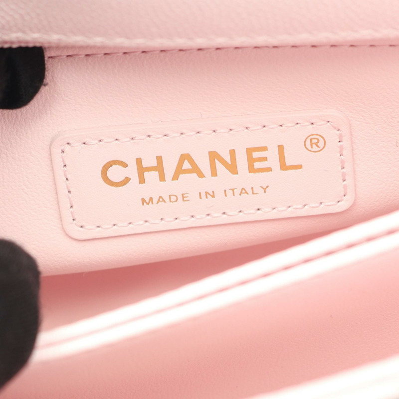 香奈兒 Coco Handle 翻蓋絎縫鏈條肩背包 A92990 小牛皮 PK GHW-3