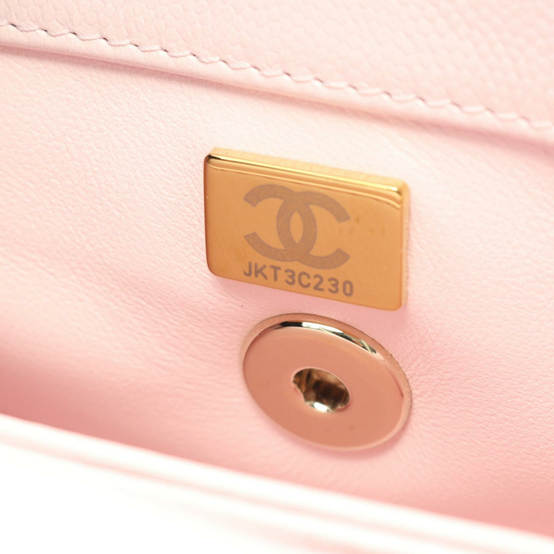 香奈兒 Coco Handle 翻蓋絎縫鏈條肩背包 A92990 小牛皮 PK GHW-4