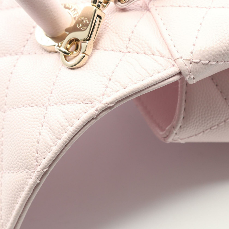 香奈兒 Coco Handle 翻蓋絎縫鏈條肩背包 A92990 小牛皮 PK GHW-6