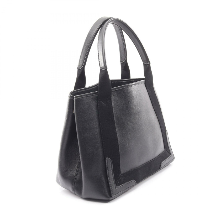 BALENCIAGA 海軍藍 CABAS S 手提包 339933 黑色皮革 二手 女士-1