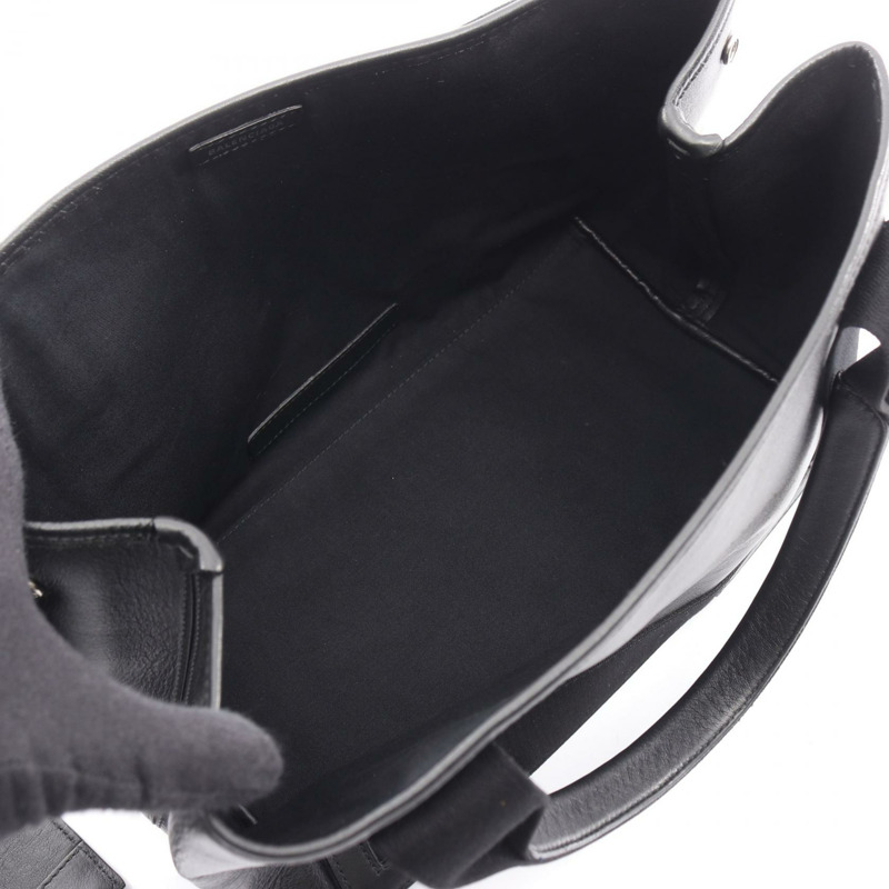 BALENCIAGA 海軍藍 CABAS S 手提包 339933 黑色皮革 二手 女士-2