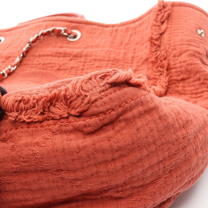 香奈兒 COCO 標誌大號購物鏈肩背手提包，紅色，二手 CC-6