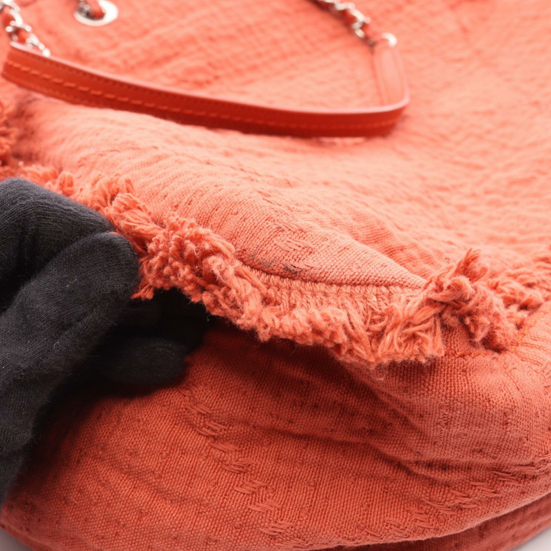 香奈兒 COCO 標誌大號購物鏈肩背手提包，紅色，二手 CC-7