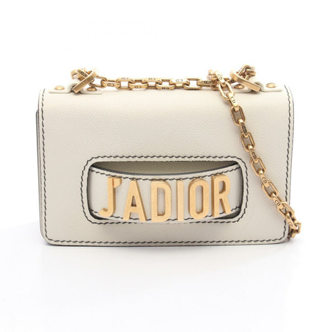 Christian Dior 鏈條單肩包 M9002CVWU 白色皮革二手女士 CD J'ADIOR