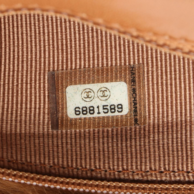 香奈兒肩包,棕色黑色皮革毛絨款,二手女款-4