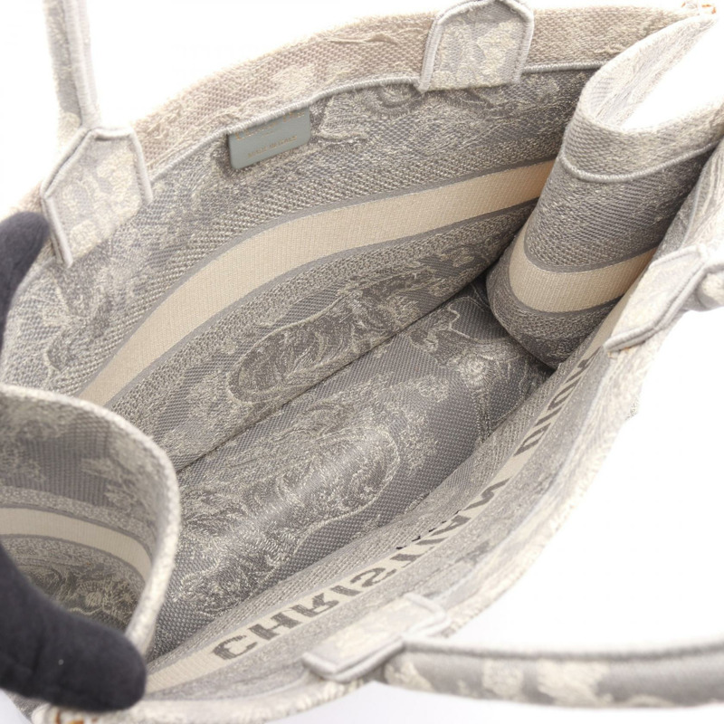 Dior BOOK TOTE 中 Toile de Jouy 帆布手提包 灰色 米色 二手 女士 logo-2