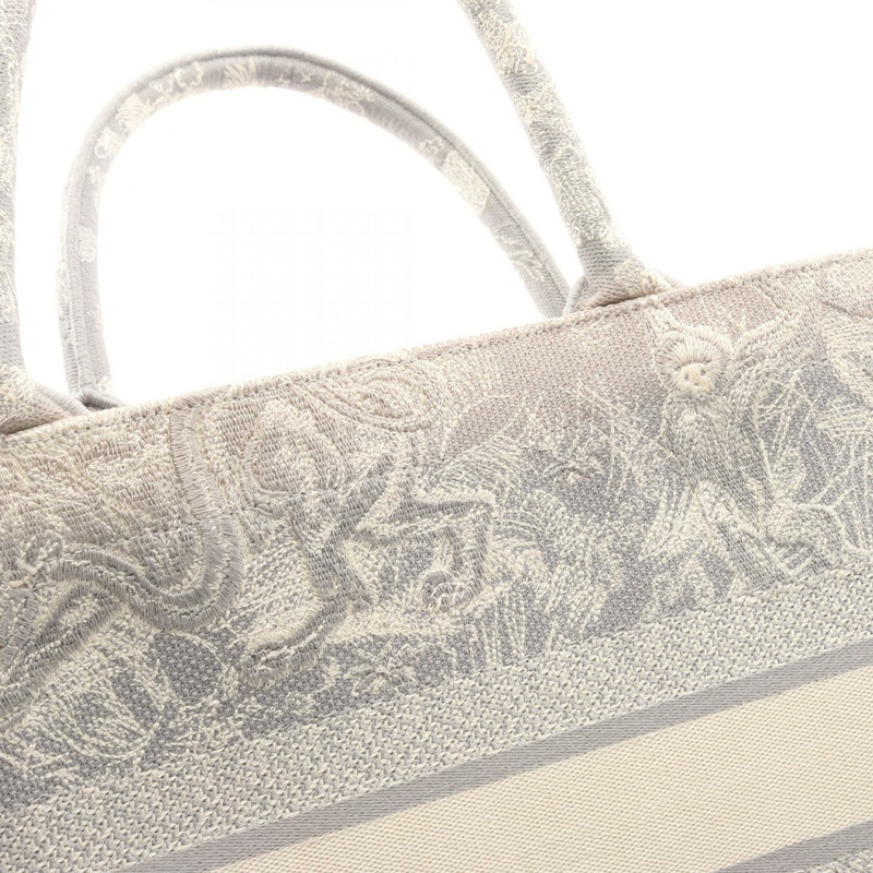 Dior BOOK TOTE 中 Toile de Jouy 帆布手提包 灰色 米色 二手 女士 logo-7