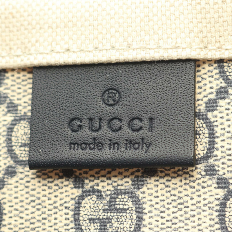 GUCCI 印花迷你手提包 772144 帆布皮革 米色 海軍藍 二手 女士-3