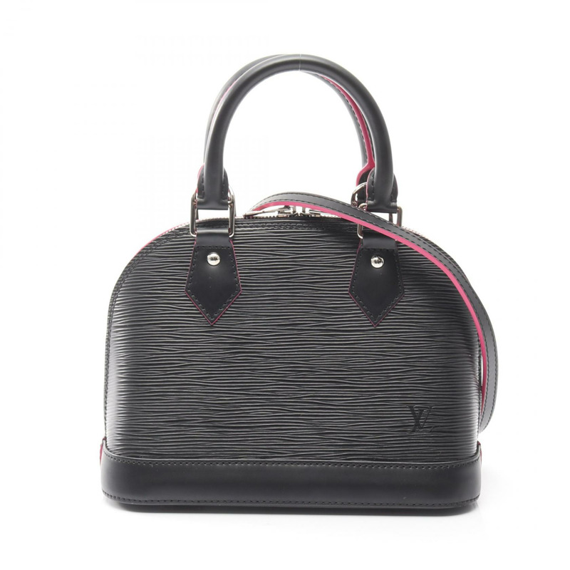 路易威登 Alma BB 單肩手提包 M54160 Epi 皮革 黑色 亮粉色 二手-0