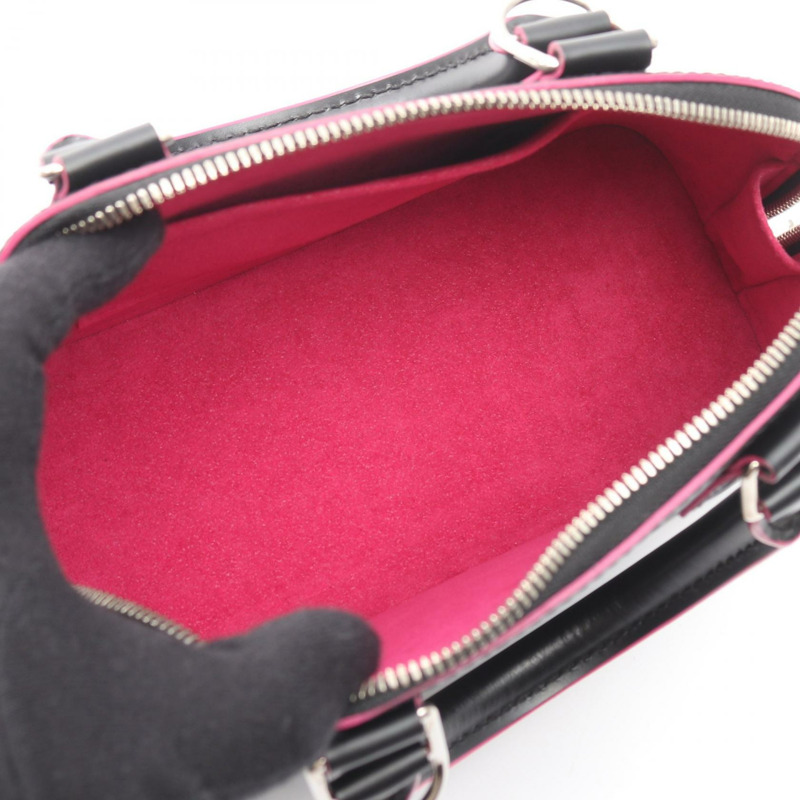 路易威登 Alma BB 單肩手提包 M54160 Epi 皮革 黑色 亮粉色 二手-2