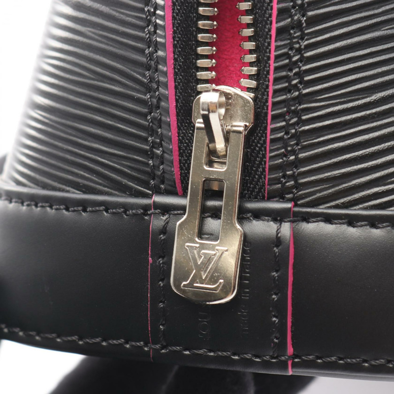 路易威登 Alma BB 單肩手提包 M54160 Epi 皮革 黑色 亮粉色 二手-7