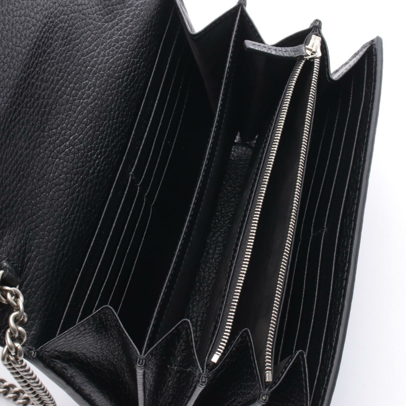GUCCI Dionysus 鏈條單肩斜背包 401231 黑色皮革 二手 女士 WOC-2