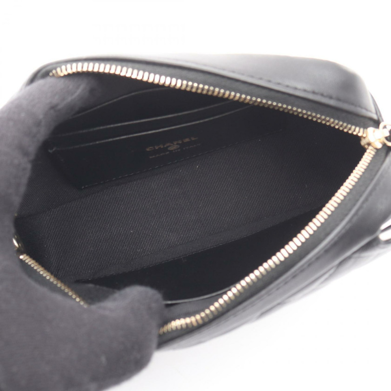 香奈兒 (CHANEL) 絎縫鏈條肩背包 AP4516 羊皮 黑色 白色 二手 金色五金 CC-2