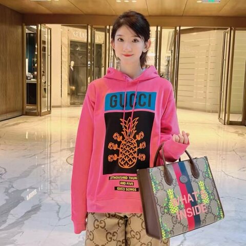 GUCCI Pineapple系列老花Logo波羅印花牛皮手提肩背包 31×13×26 99新配件塵袋