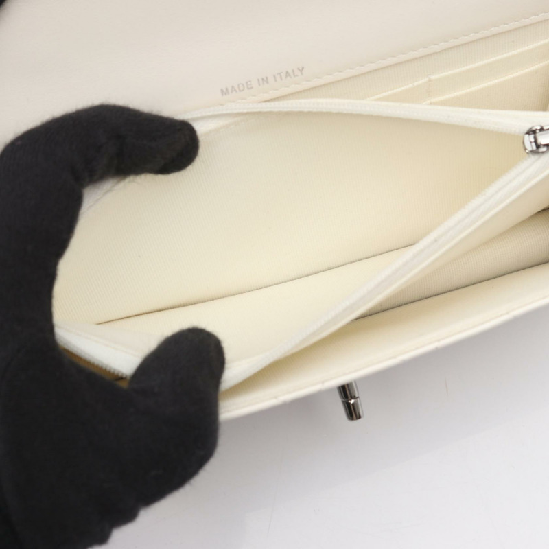 香奈兒 (CHANEL) Matelasse 頂部手柄手機包單肩包 羊皮 白色 二手 SHW-3