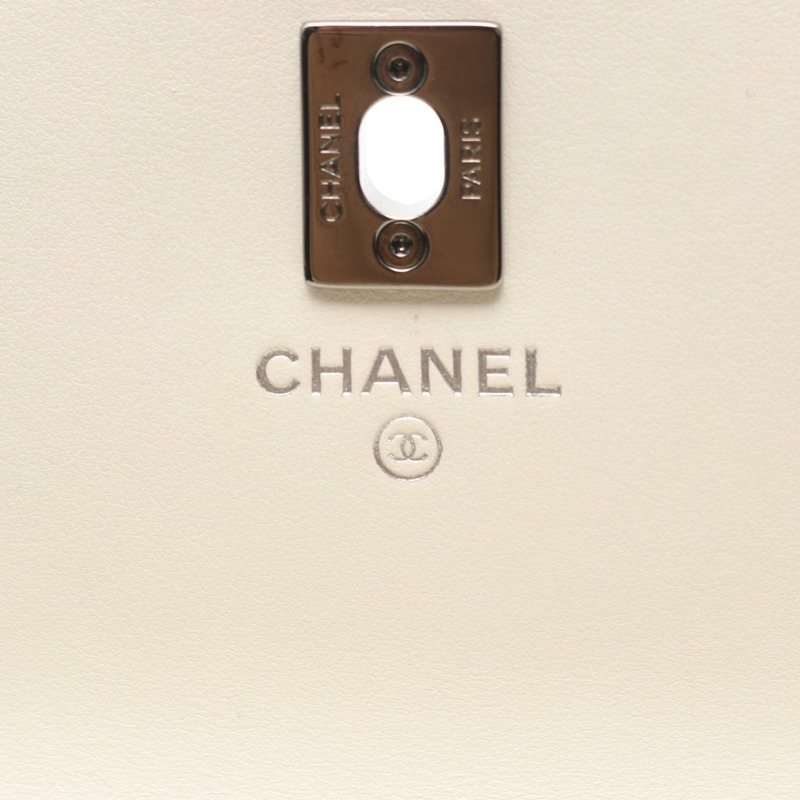 香奈兒 (CHANEL) Matelasse 頂部手柄手機包單肩包 羊皮 白色 二手 SHW-4