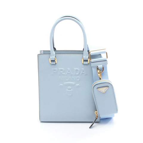 PRADA 斜背包單肩包 1BA333 藍色皮革 二手 女士 logo