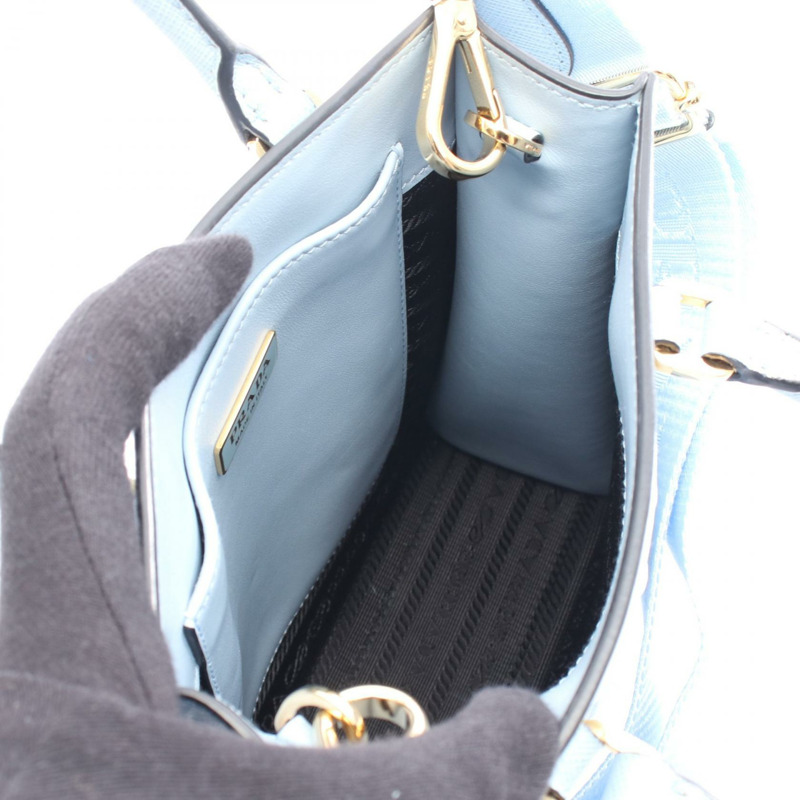 PRADA 斜背包單肩包 1BA333 藍色皮革 二手 女士 logo-2