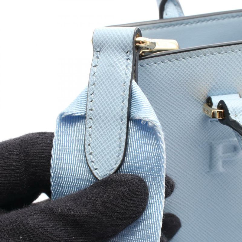 PRADA 斜背包單肩包 1BA333 藍色皮革 二手 女士 logo-4