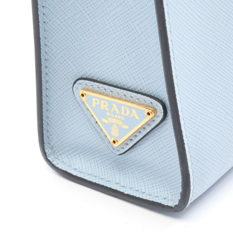 PRADA 斜背包單肩包 1BA333 藍色皮革 二手 女士 logo-5