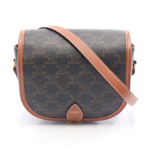 CELINE Folco 中型 Triomphe 單肩包 191502BZJ.04LU 帆布皮革棕色