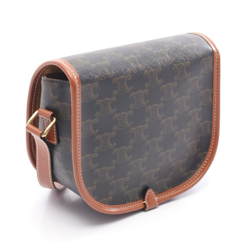 CELINE Folco 中型 Triomphe 單肩包 191502BZJ.04LU 帆布皮革棕色-1