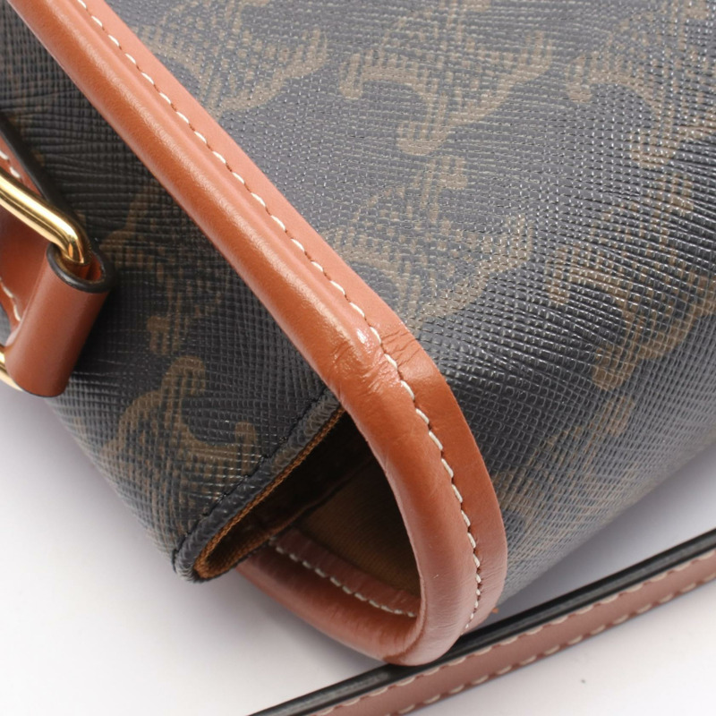 CELINE Folco 中型 Triomphe 單肩包 191502BZJ.04LU 帆布皮革棕色-4