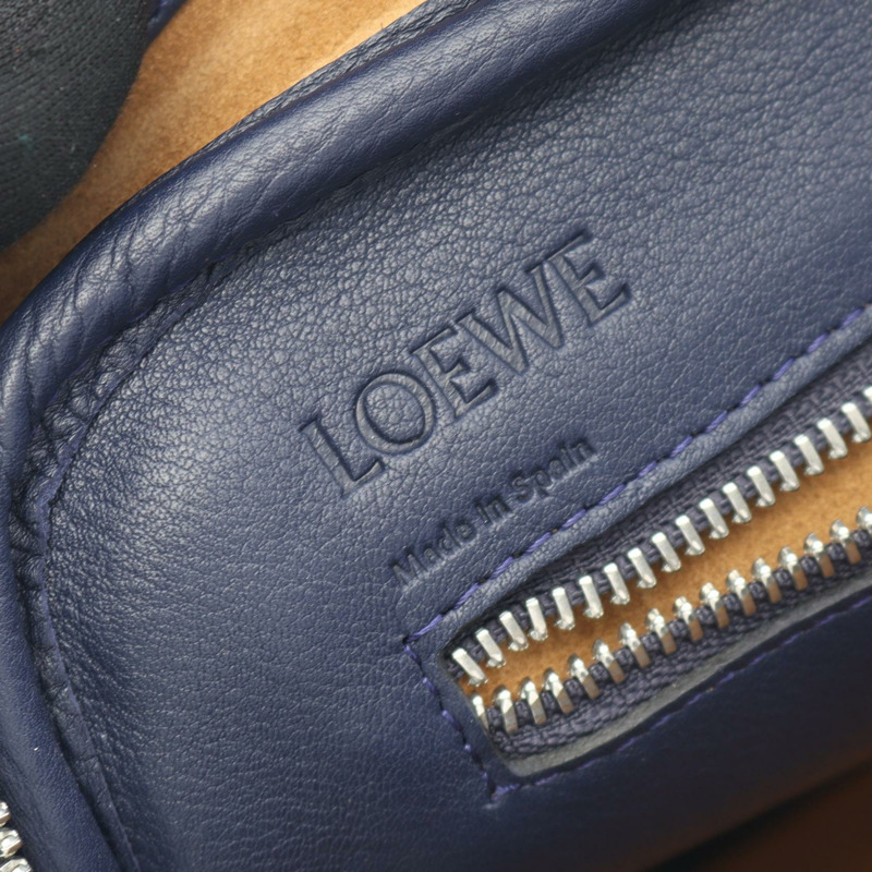 LOEWE Amazona 75 單肩斜背包，海軍藍皮革，二手女款-3