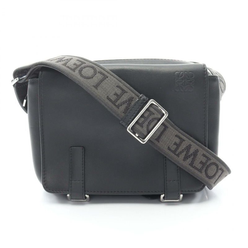 LOEWE 軍裝信差 XS 肩包 B553A72X22 黑色皮革 二手 男士-0