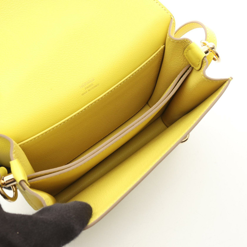 愛馬仕 Roulis 迷你青檸單肩包 Evercolor 黃色皮革 二手 女士 Y GHW-2