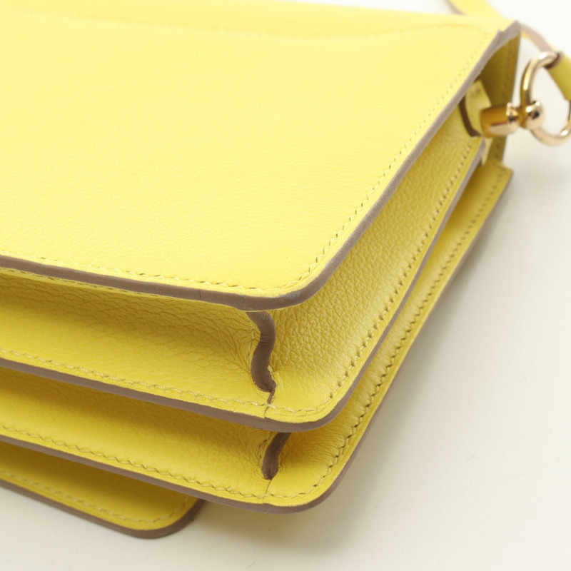 愛馬仕 Roulis 迷你青檸單肩包 Evercolor 黃色皮革 二手 女士 Y GHW-8