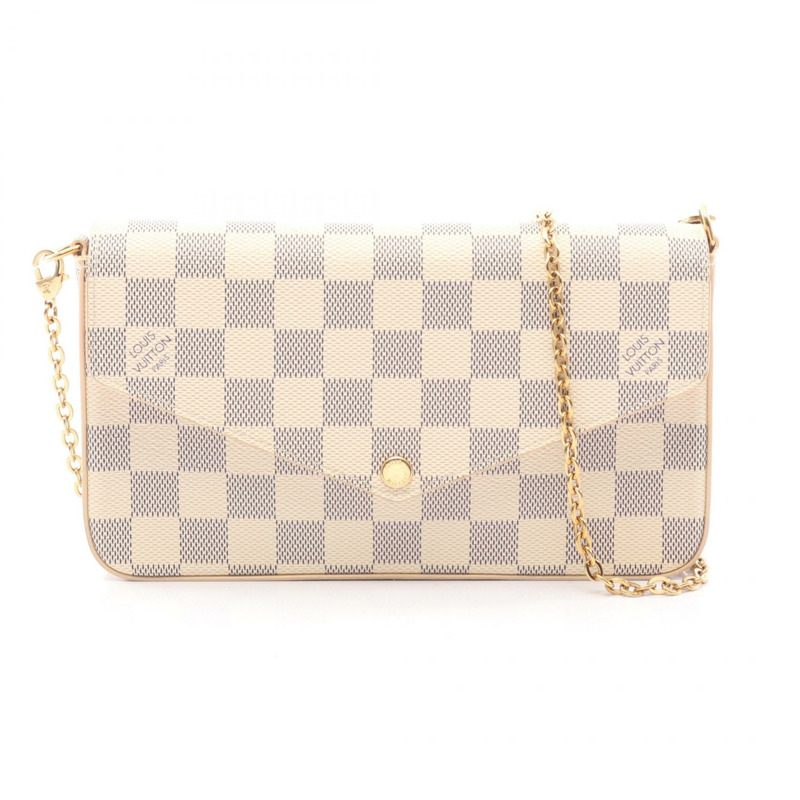 路易威登 Pochette Felice 單肩包 N63106 Damier Azur 帆布 白色 二手-0