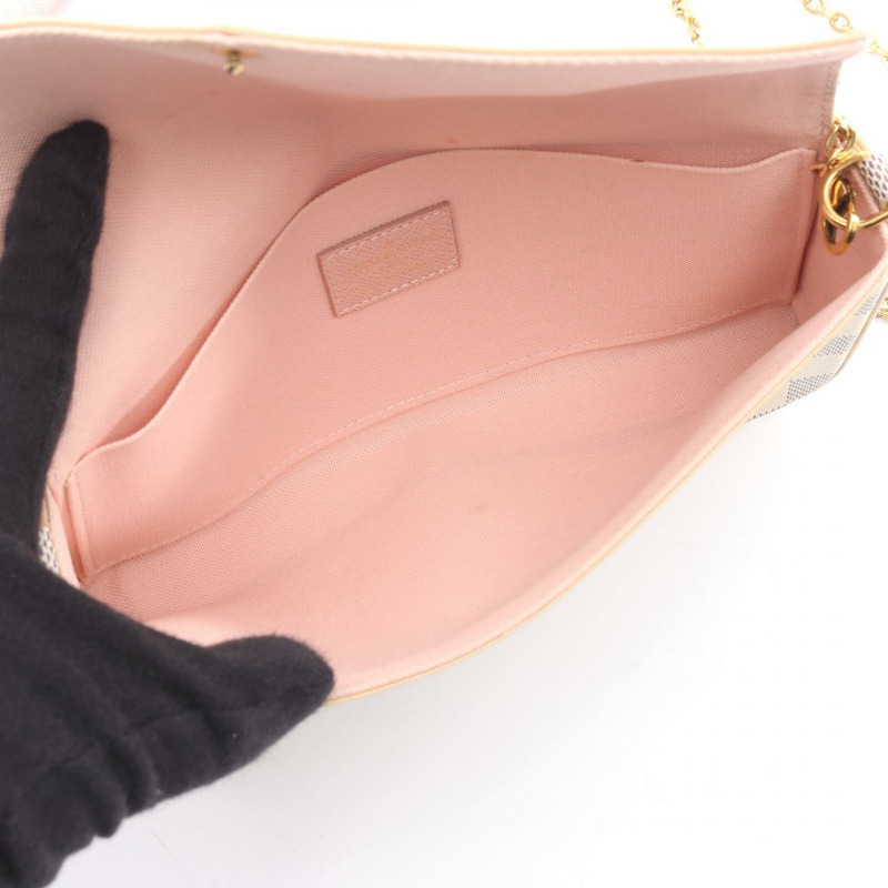 路易威登 Pochette Felice 單肩包 N63106 Damier Azur 帆布 白色 二手-2